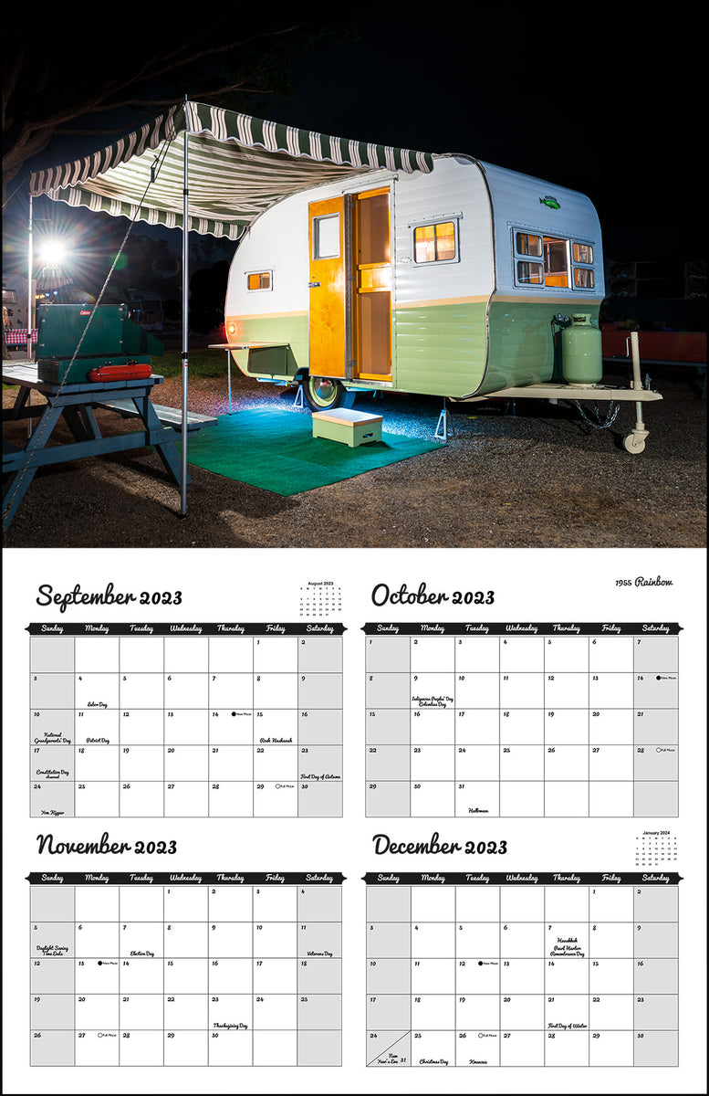 WALL CALENDAR "Vintage Nights 2024" of Vintage Travel Trailers