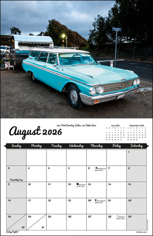 WALL CALENDAR - "Vintage Nights® 2026" of Vintage Tow Vehicles
