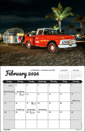WALL CALENDAR - "Vintage Nights® 2026" of Vintage Tow Vehicles