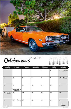 WALL CALENDAR - "Vintage Nights® 2026" of Vintage Tow Vehicles