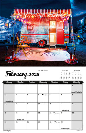 WALL CALENDAR - "Vintage Nights 2025" of Vintage Travel Trailers