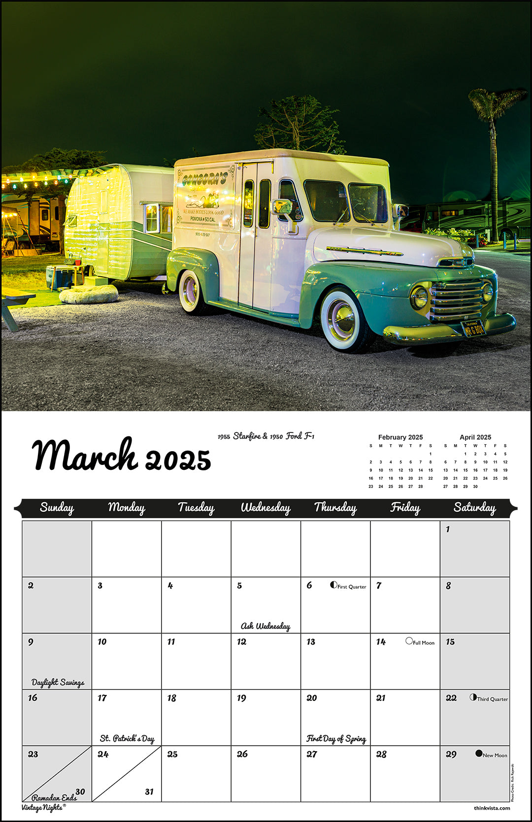 WALL CALENDAR - "Vintage Nights 2025" of Vintage Travel Trailers