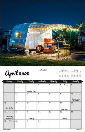 WALL CALENDAR - "Vintage Nights 2025" of Vintage Travel Trailers