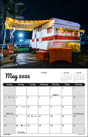 WALL CALENDAR - "Vintage Nights 2025" of Vintage Travel Trailers