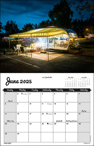 WALL CALENDAR - "Vintage Nights 2025" of Vintage Travel Trailers