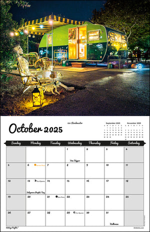 WALL CALENDAR - "Vintage Nights 2025" of Vintage Travel Trailers