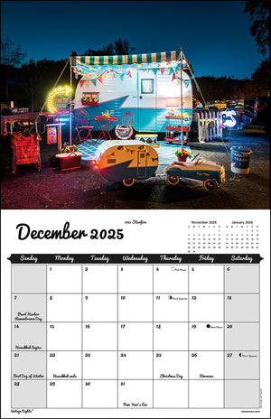 WALL CALENDAR - "Vintage Nights 2025" of Vintage Travel Trailers