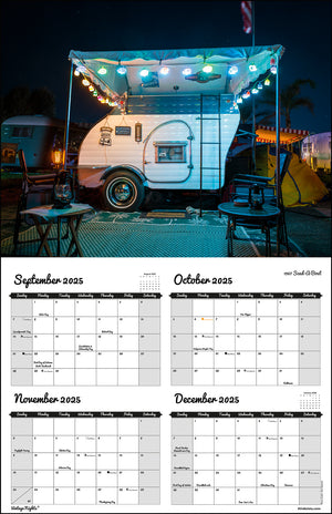 WALL CALENDAR - "Vintage Nights 2026" of Vintage Travel Trailers