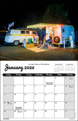 WALL CALENDAR - "Vintage Nights 2026" of Vintage Travel Trailers