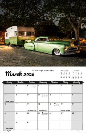 WALL CALENDAR - "Vintage Nights 2026" of Vintage Travel Trailers