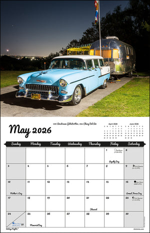 WALL CALENDAR - "Vintage Nights 2026" of Vintage Travel Trailers