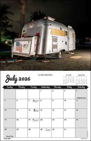 WALL CALENDAR - "Vintage Nights 2026" of Vintage Travel Trailers