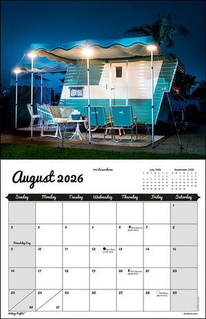WALL CALENDAR - "Vintage Nights 2026" of Vintage Travel Trailers