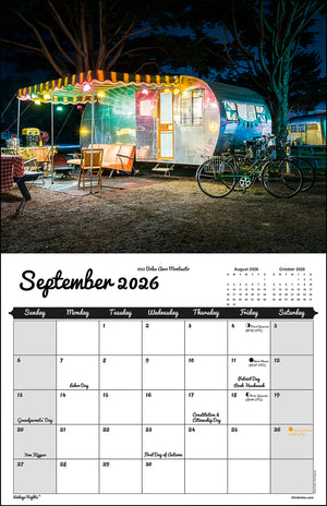WALL CALENDAR - "Vintage Nights 2026" of Vintage Travel Trailers